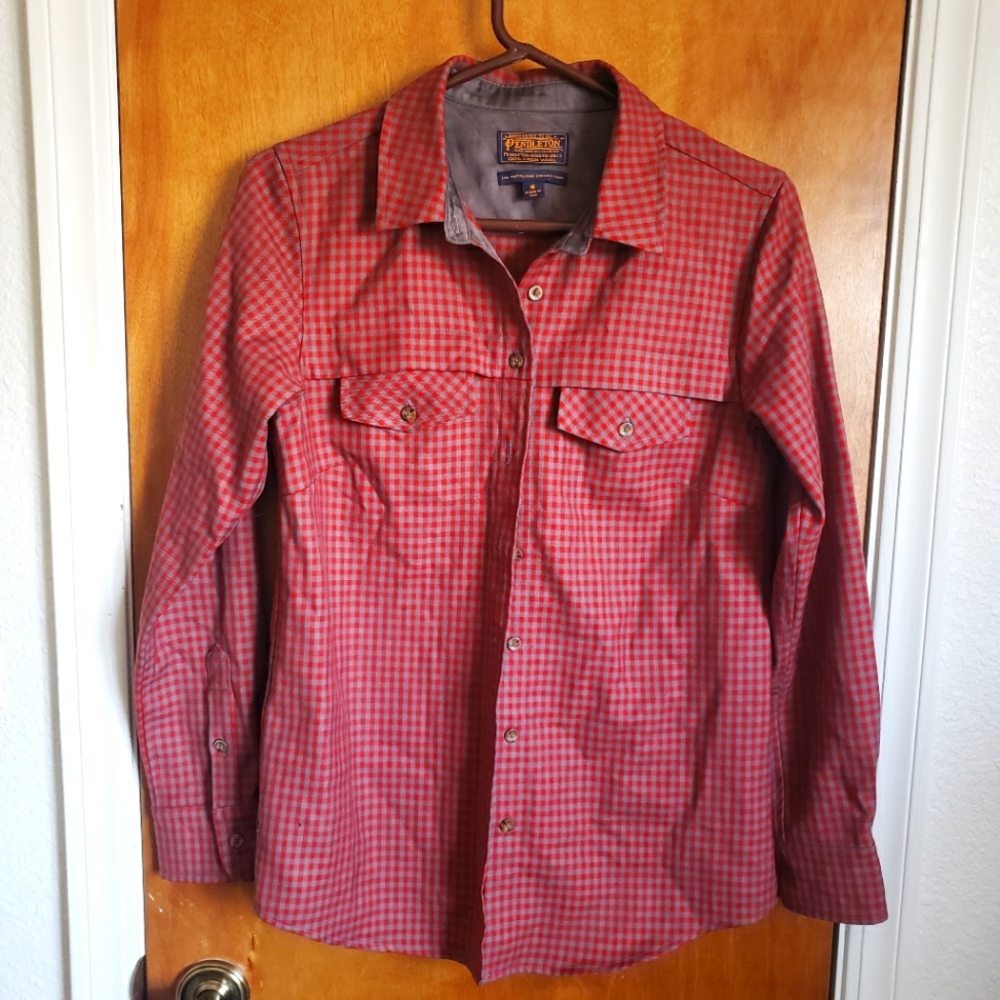 Ec Pendleton 100% Virgin Wool Ls Button Down Plai… - image 1